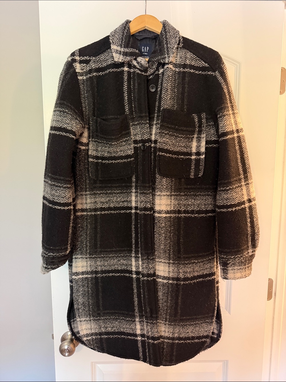 Gap Oversized Plaid Wool Blend Shirt Jacket Shacket